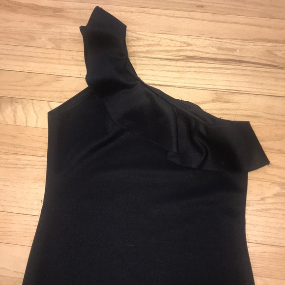 Off Shoulder Black Ruffled Bodycon Dress - Picture 4 of 4